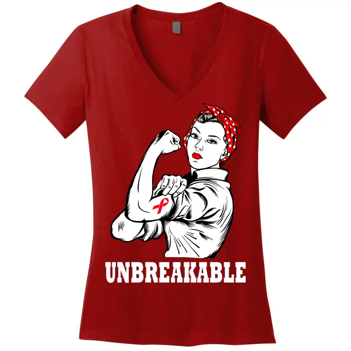 Heart Diseases Unbreakable We Can Do It Women's V-Neck T-Shirt