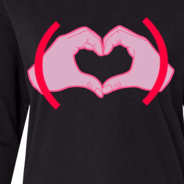 Heart Hands Sign Love Tribute Womens Cotton Relaxed Long Sleeve T-Shirt