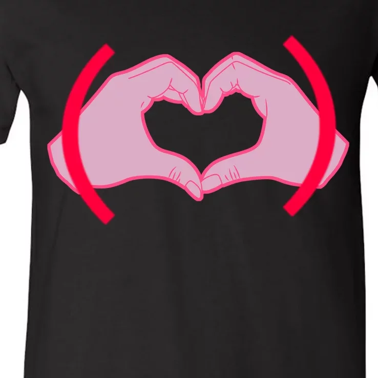 Heart Hands Sign Love Tribute V-Neck T-Shirt