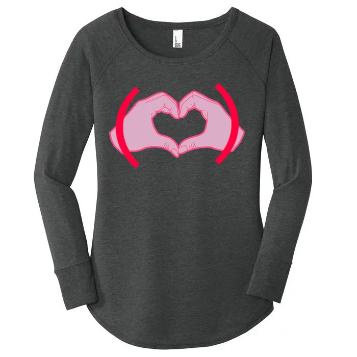 Heart Hands Sign Love Tribute Women's Perfect Tri Tunic Long Sleeve Shirt