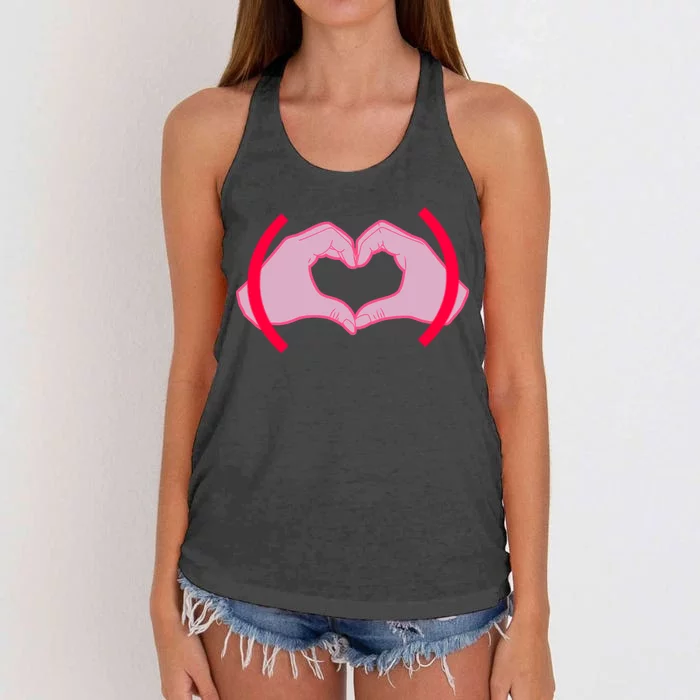 Heart Hands Sign Love Tribute Women's Knotted Racerback Tank