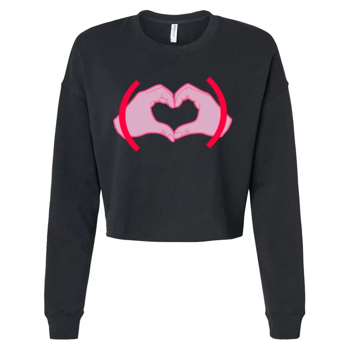 Heart Hands Sign Love Tribute Cropped Pullover Crew