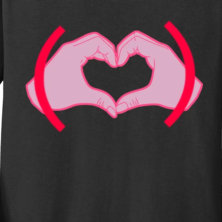 Heart Hands Sign Love Tribute Kids Long Sleeve Shirt