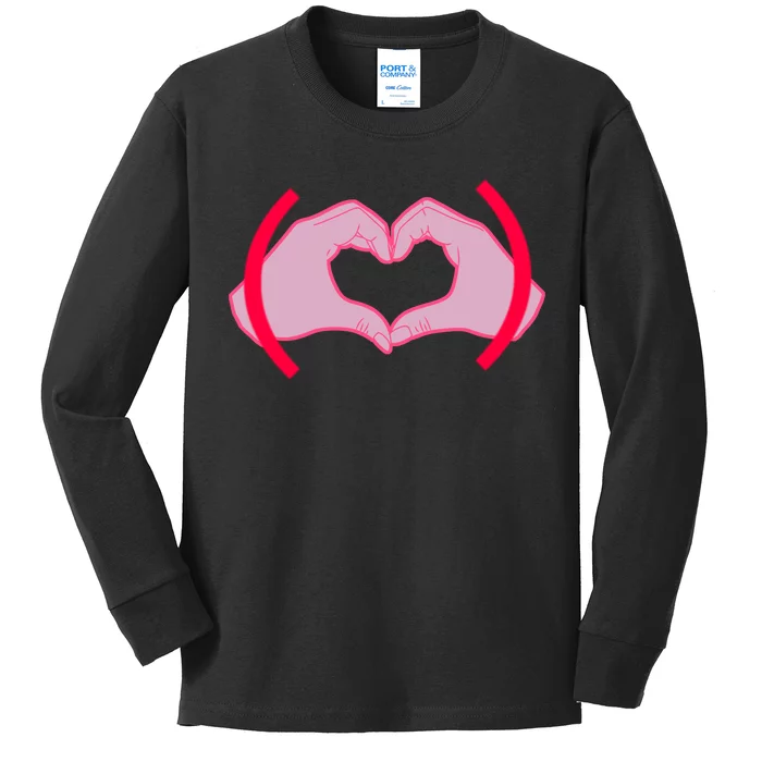 Heart Hands Sign Love Tribute Kids Long Sleeve Shirt