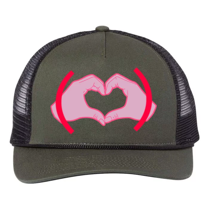 Heart Hands Sign Love Tribute Retro Rope Trucker Hat Cap