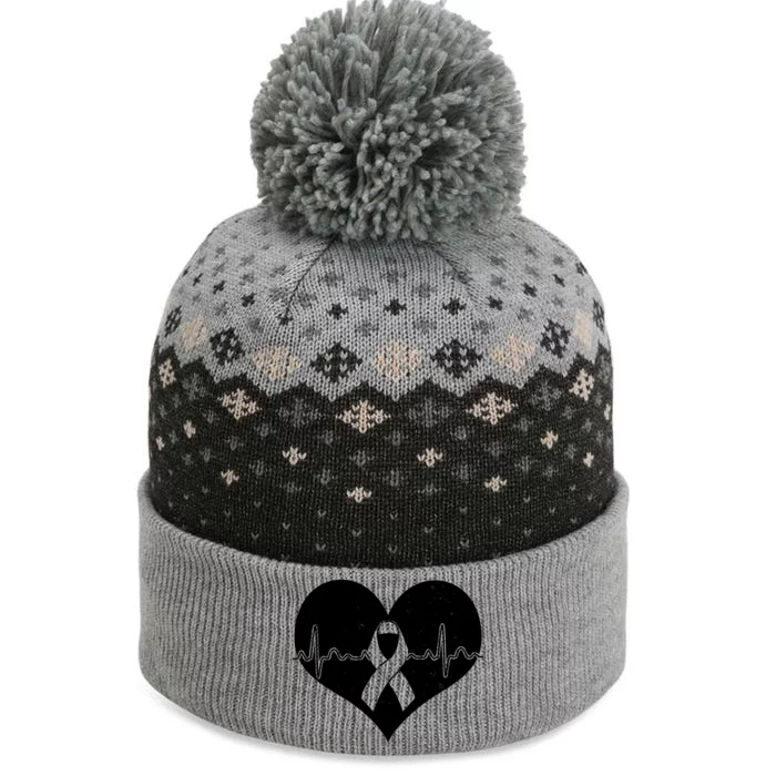 Heart Health Awareness Heartbeat The Baniff Cuffed Pom Beanie