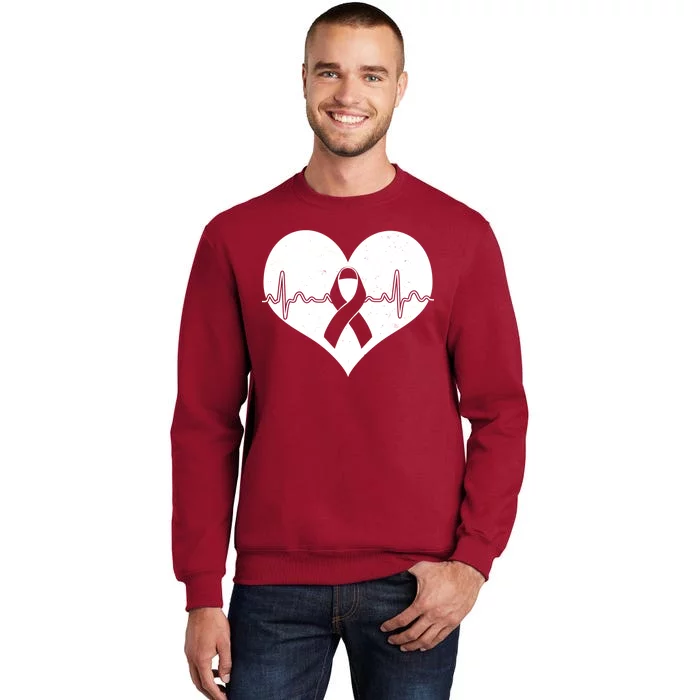 Heart Health Awareness Heartbeat Tall Sweatshirt