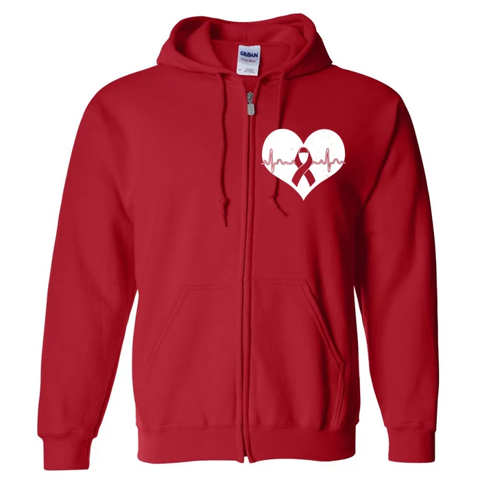 Heart Health Awareness Heartbeat Full Zip Hoodie