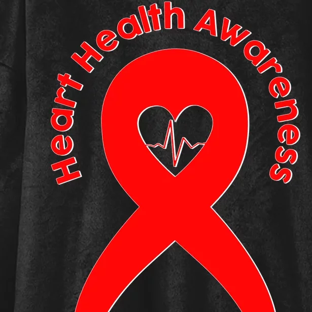 Heart Health Awareness Red Ribbon Hooded Wearable Blanket