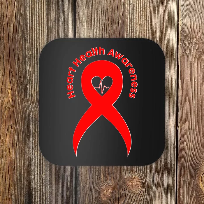 Heart Health Awareness Red Ribbon Coaster