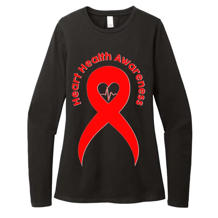 Heart Health Awareness Red Ribbon Womens CVC Long Sleeve Shirt