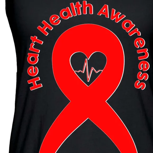 Heart Health Awareness Red Ribbon Ladies Essential Flowy Tank