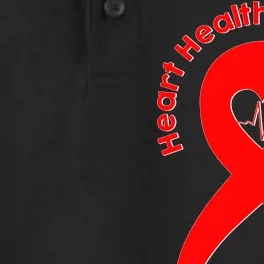 Heart Health Awareness Red Ribbon Dry Zone Grid Performance Polo