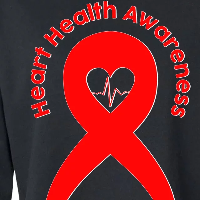 Heart Health Awareness Red Ribbon Cropped Pullover Crew