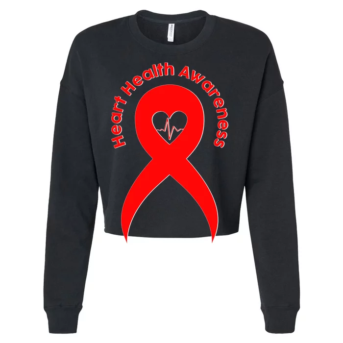 Heart Health Awareness Red Ribbon Cropped Pullover Crew