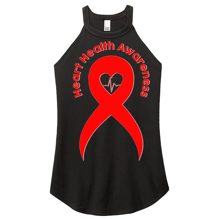 Heart Health Awareness Red Ribbon Women’s Perfect Tri Rocker Tank