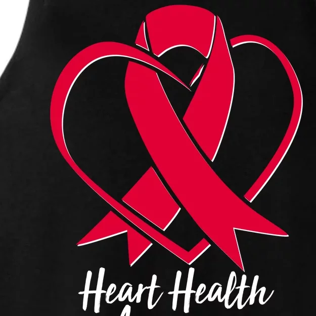 Heart Health Awareness Ribbon Ladies Tri-Blend Wicking Tank