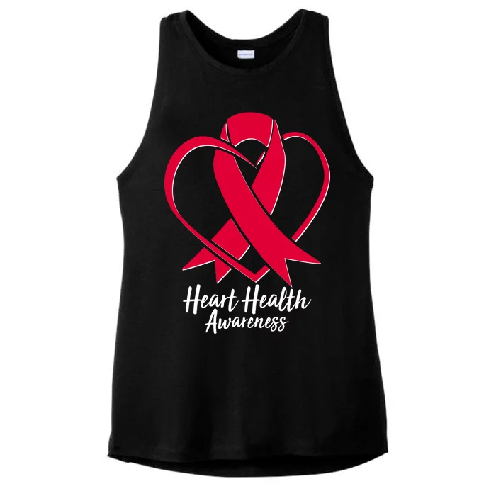 Heart Health Awareness Ribbon Ladies Tri-Blend Wicking Tank