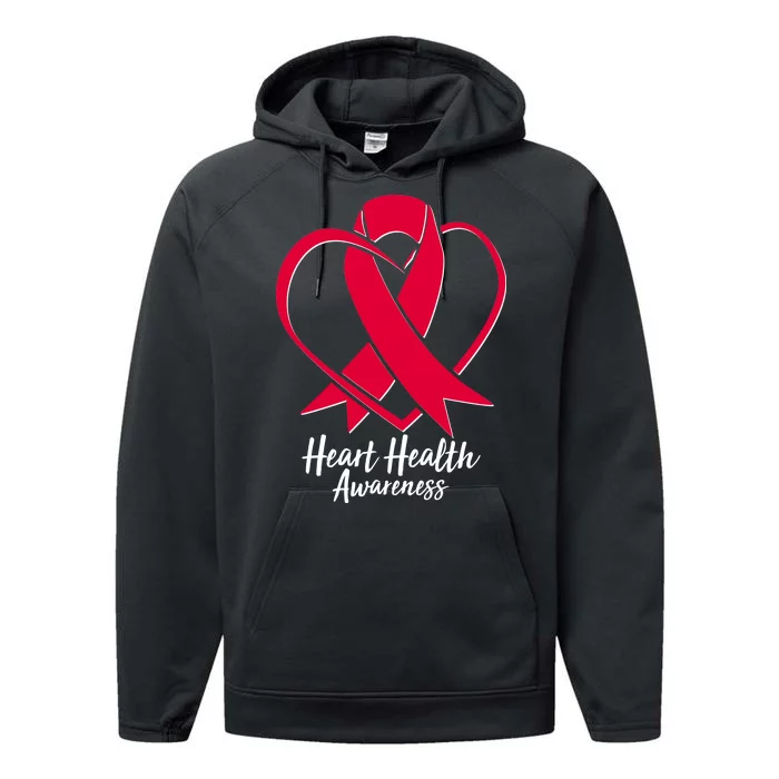 Heart Health Awareness Ribbon Performance Fleece Hoodie