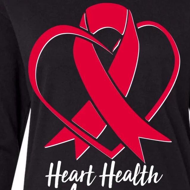 Heart Health Awareness Ribbon Womens Cotton Relaxed Long Sleeve T-Shirt