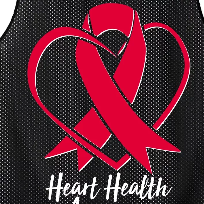 Heart Health Awareness Ribbon Mesh Reversible Basketball Jersey Tank