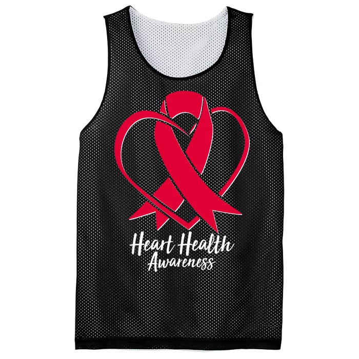 Heart Health Awareness Ribbon Mesh Reversible Basketball Jersey Tank