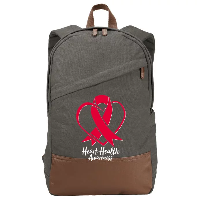 Heart Health Awareness Ribbon Cotton Canvas Backpack