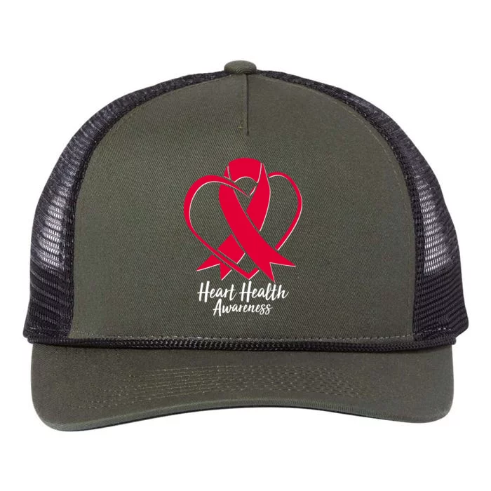 Heart Health Awareness Ribbon Retro Rope Trucker Hat Cap