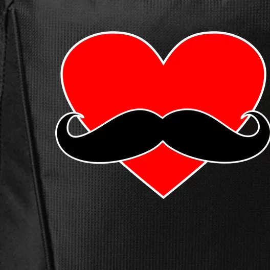 Heart Mustache Funny Valentine's Day Logo City Backpack