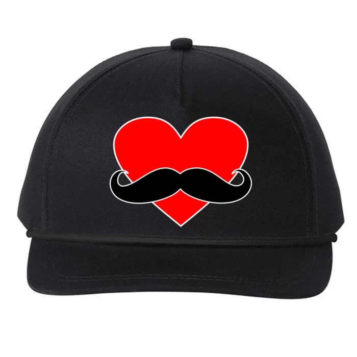 Heart Mustache Funny Valentine's Day Logo Snapback Five-Panel Rope Hat