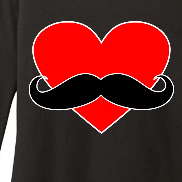 Heart Mustache Funny Valentine's Day Logo Womens CVC Long Sleeve Shirt