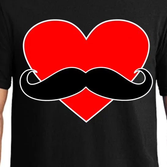 Heart Mustache Funny Valentine's Day Logo Pajama Set