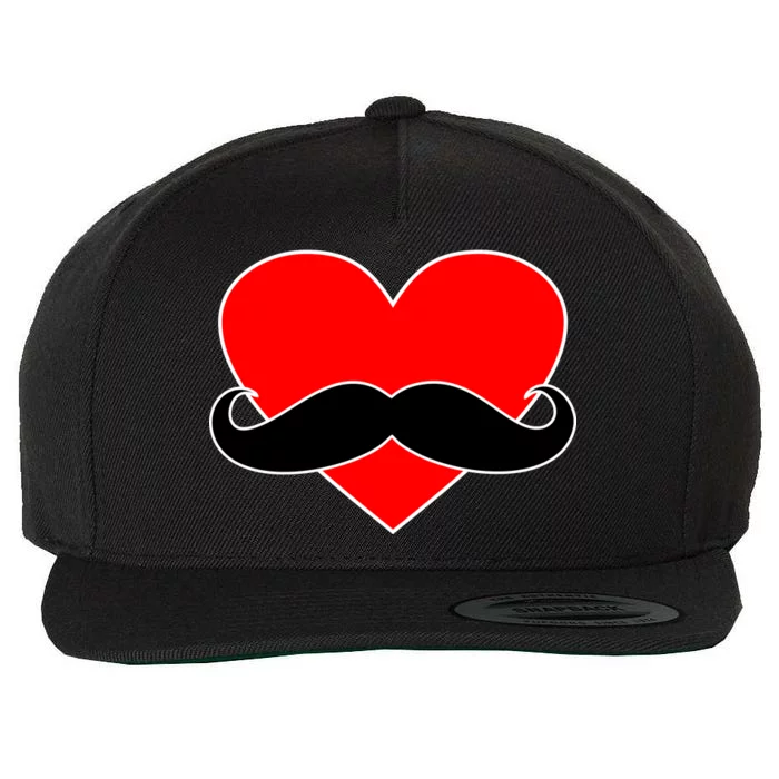 Heart Mustache Funny Valentine's Day Logo Wool Snapback Cap