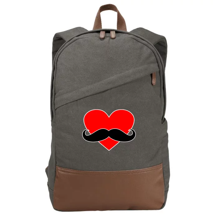 Heart Mustache Funny Valentine's Day Logo Cotton Canvas Backpack