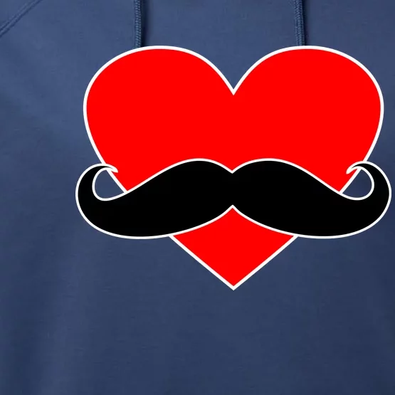 Heart Mustache Funny Valentine's Day Logo Performance Fleece Hoodie