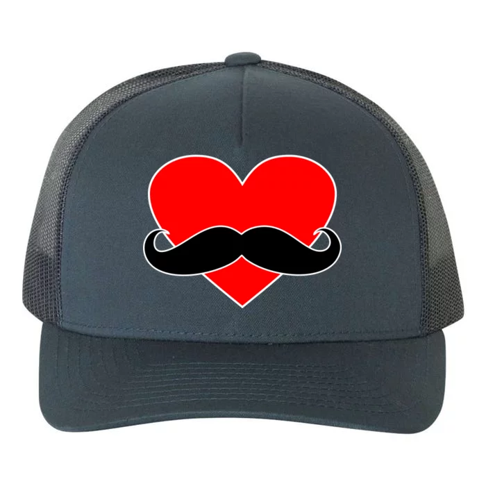 Heart Mustache Funny Valentine's Day Logo Yupoong Adult 5-Panel Trucker Hat