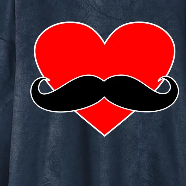 Heart Mustache Funny Valentine's Day Logo Hooded Wearable Blanket