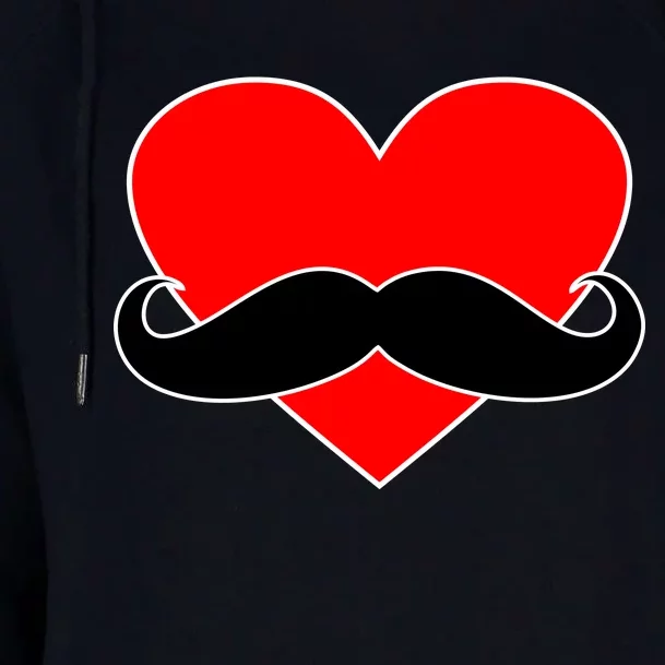 Heart Mustache Funny Valentine's Day Logo Womens Funnel Neck Pullover Hood