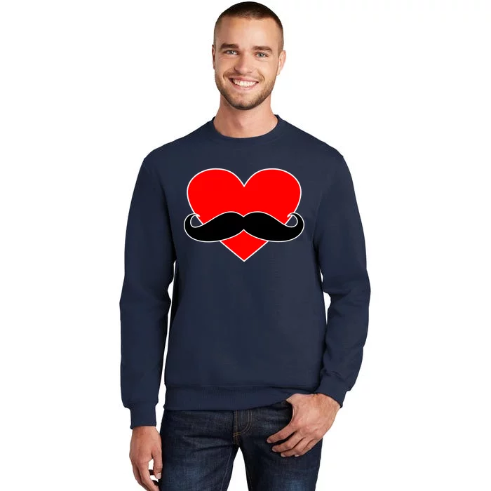 Heart Mustache Funny Valentine's Day Logo Tall Sweatshirt