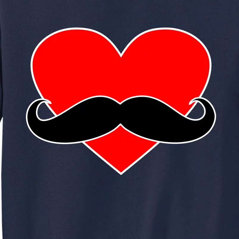 Heart Mustache Funny Valentine's Day Logo Tall Sweatshirt