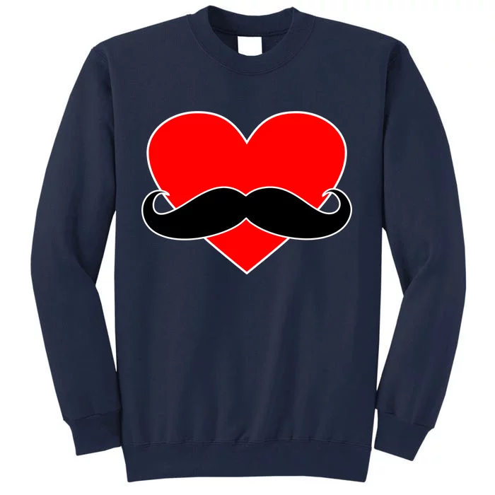 Heart Mustache Funny Valentine's Day Logo Tall Sweatshirt