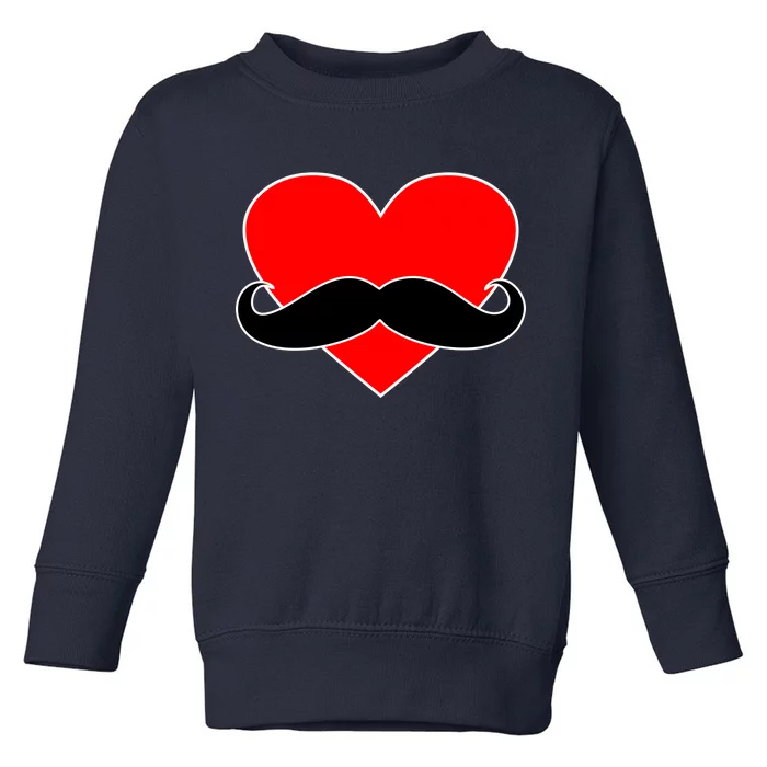 Heart Mustache Funny Valentine's Day Logo Toddler Sweatshirt