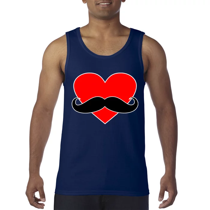 Heart Mustache Funny Valentine's Day Logo Tank Top