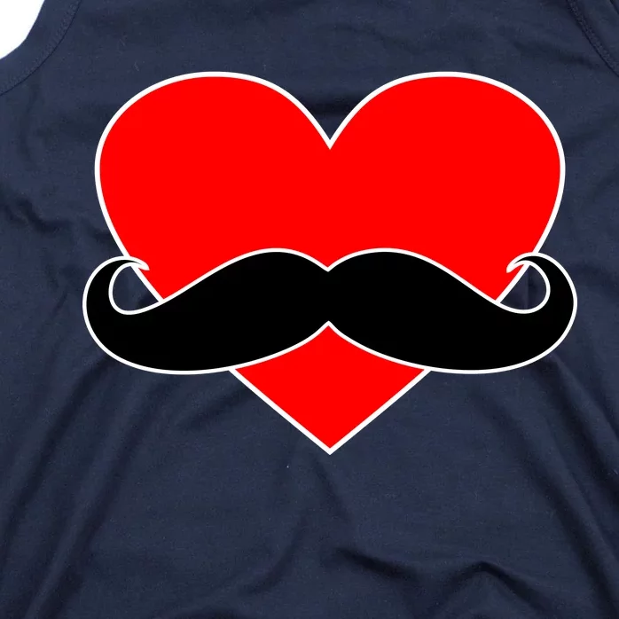 Heart Mustache Funny Valentine's Day Logo Tank Top