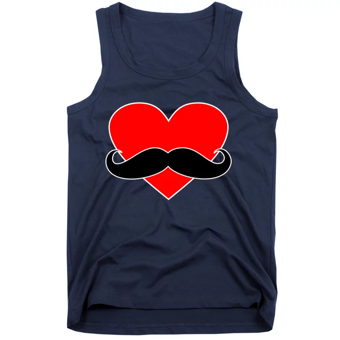 Heart Mustache Funny Valentine's Day Logo Tank Top