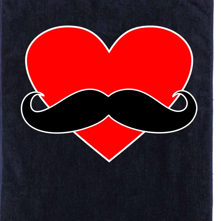 Heart Mustache Funny Valentine's Day Logo Platinum Collection Golf Towel