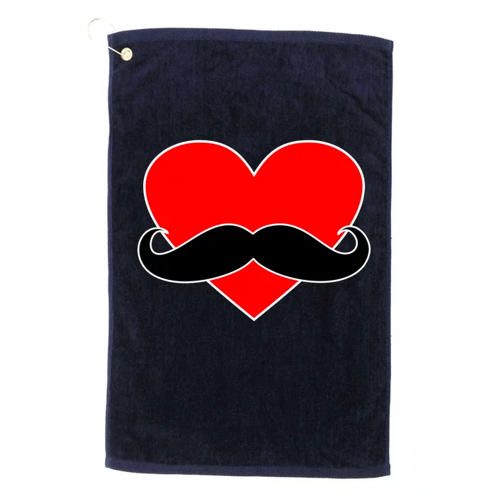 Heart Mustache Funny Valentine's Day Logo Platinum Collection Golf Towel