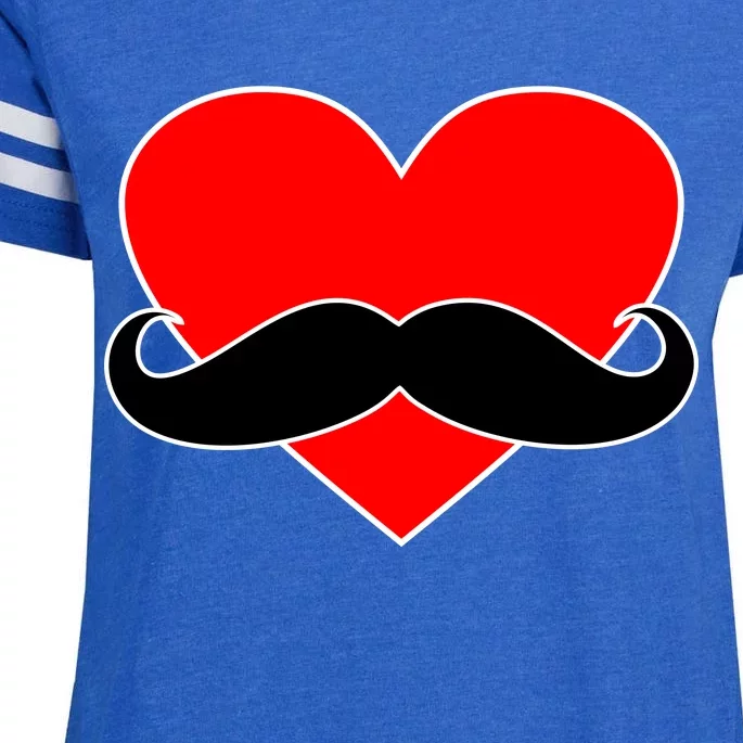 Heart Mustache Funny Valentine's Day Logo Enza Ladies Jersey Football T-Shirt