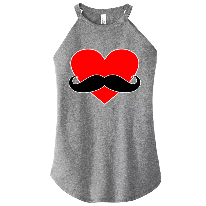 Heart Mustache Funny Valentine's Day Logo Women’s Perfect Tri Rocker Tank