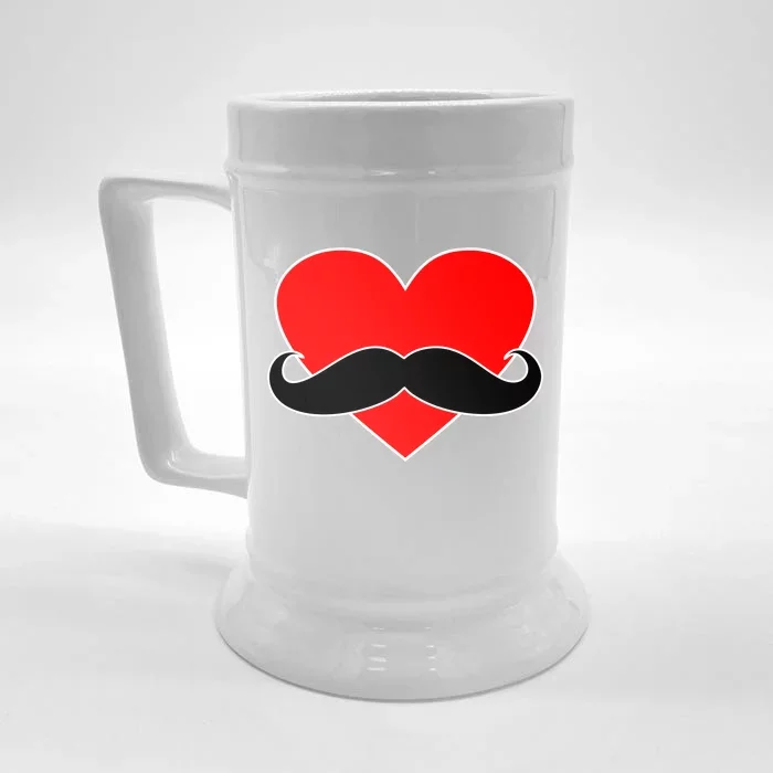 Heart Mustache Funny Valentine's Day Logo Front & Back Beer Stein